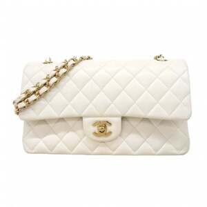 Chanel Matelasse Shoulder Bag with Double Flap and Chain, Caviar Skin, White,...